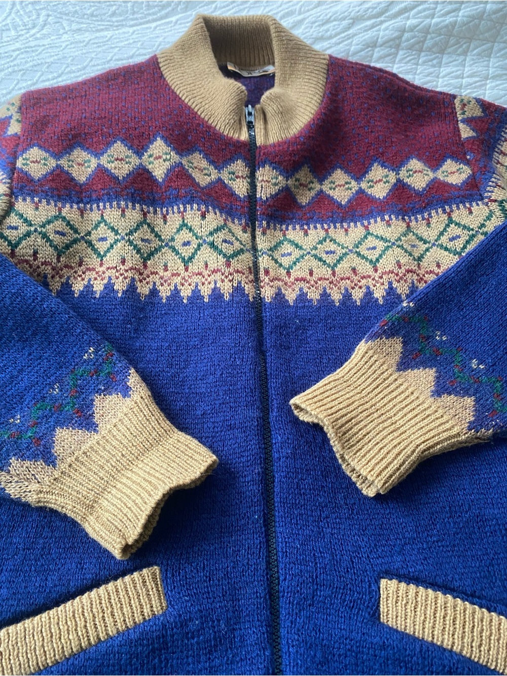 Vintage Pendelton Lobo Zip Virgin Wool Men's Sweater Fair Isle Union Made Retro - Picture 14 of 14